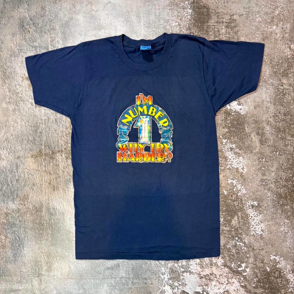 80s Im Number One Graphic T Shirt. Blue Birthday Shirt, Screen Stars Size Small